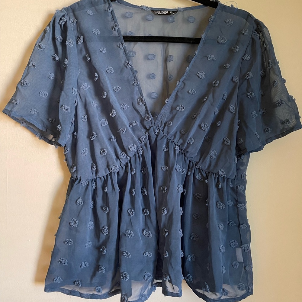 SHEIN Curve Women’s Top In Blue, Size 0XL